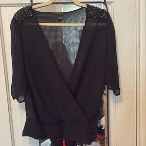 Club Monaco Sheet Blouse with Beading on the Shoulders